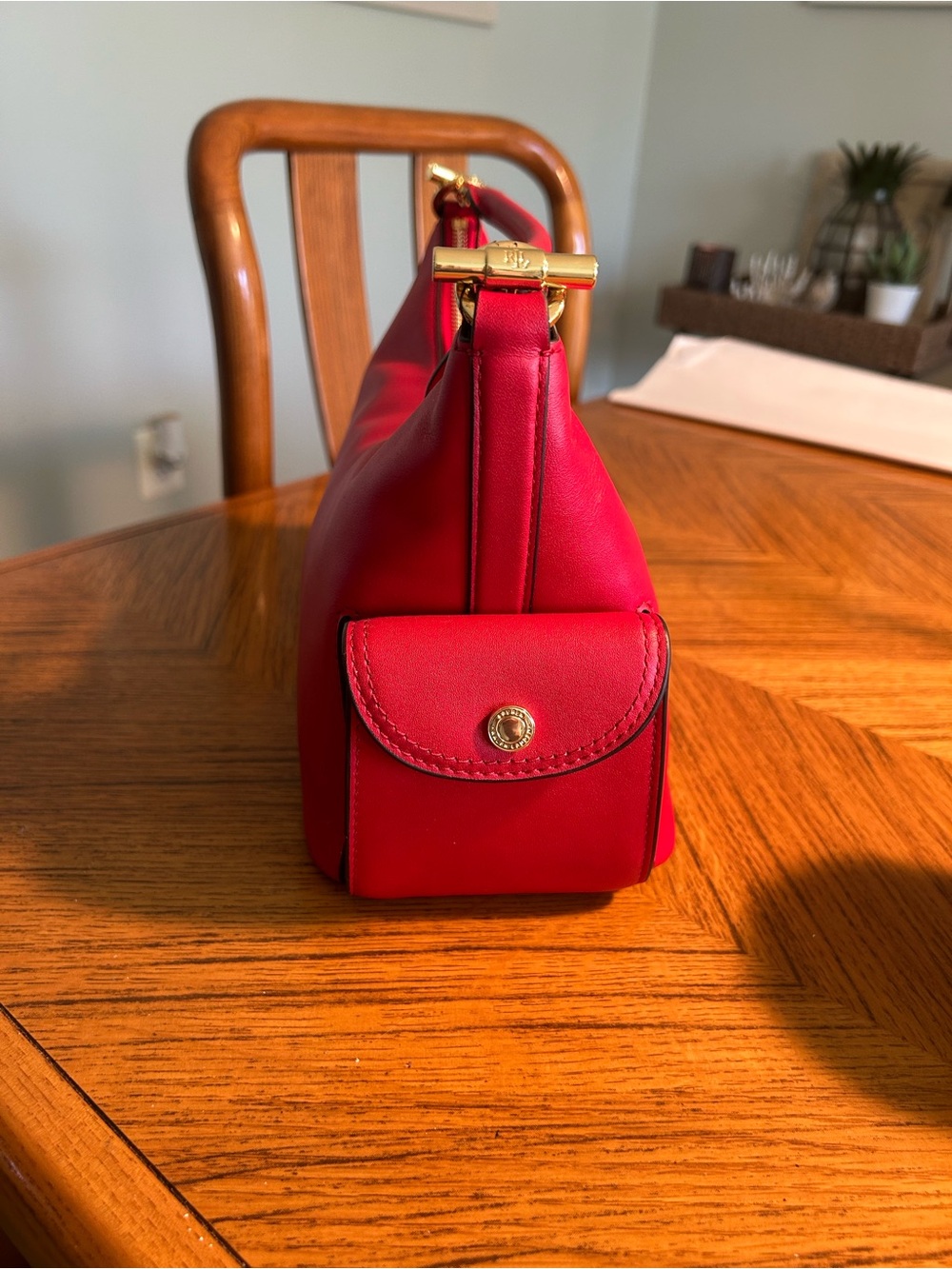 New Ralph Lauren Red Leather Shoulder Bag - Picture 3 of 12